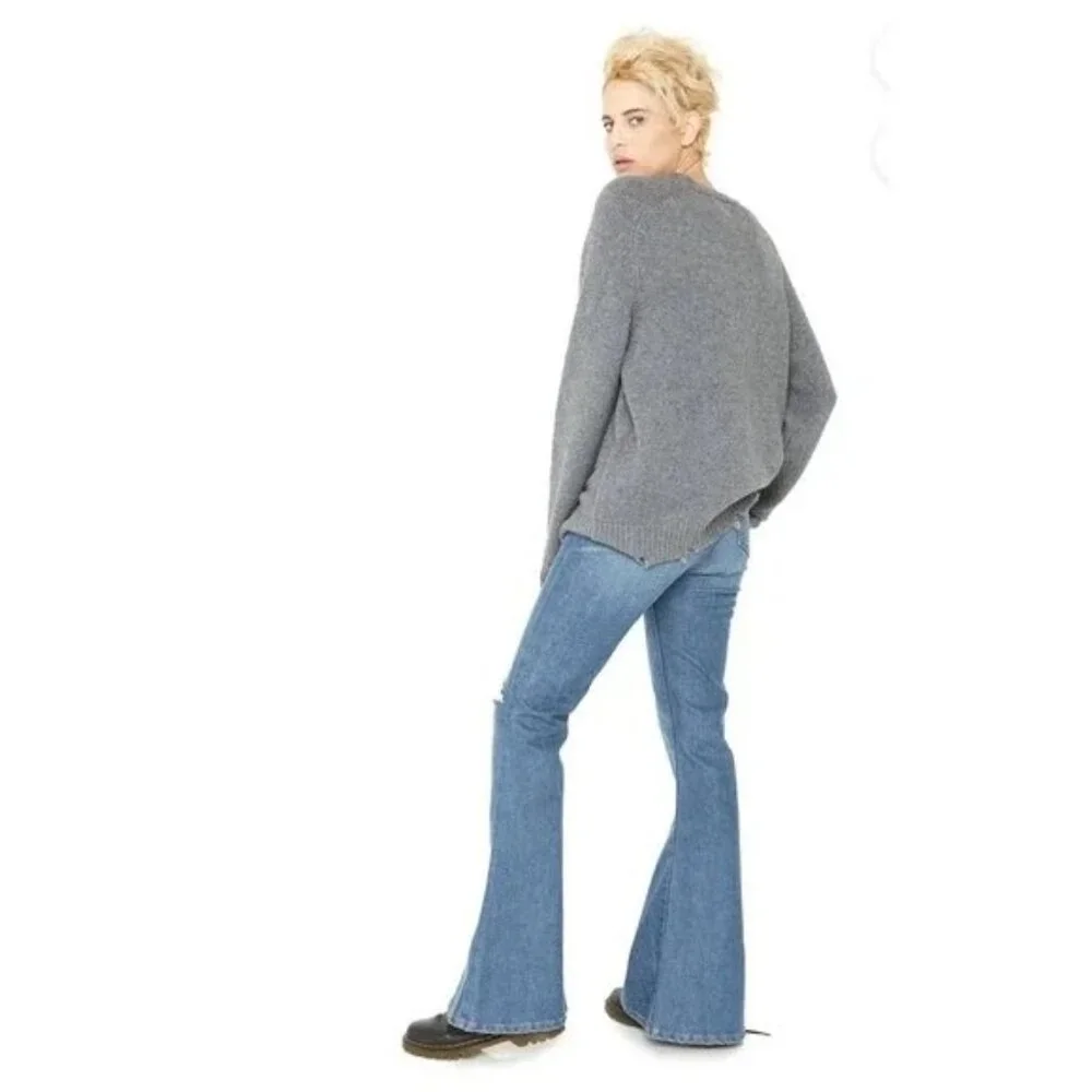 NWT Sandrine Rose by Free People Super‎ Flare Jeans Women's Size 27 Blue Denim